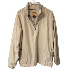 Izod Beige Golf Jacket XFG X-Treme Function Sz L Pullover Lightweight Windbreake